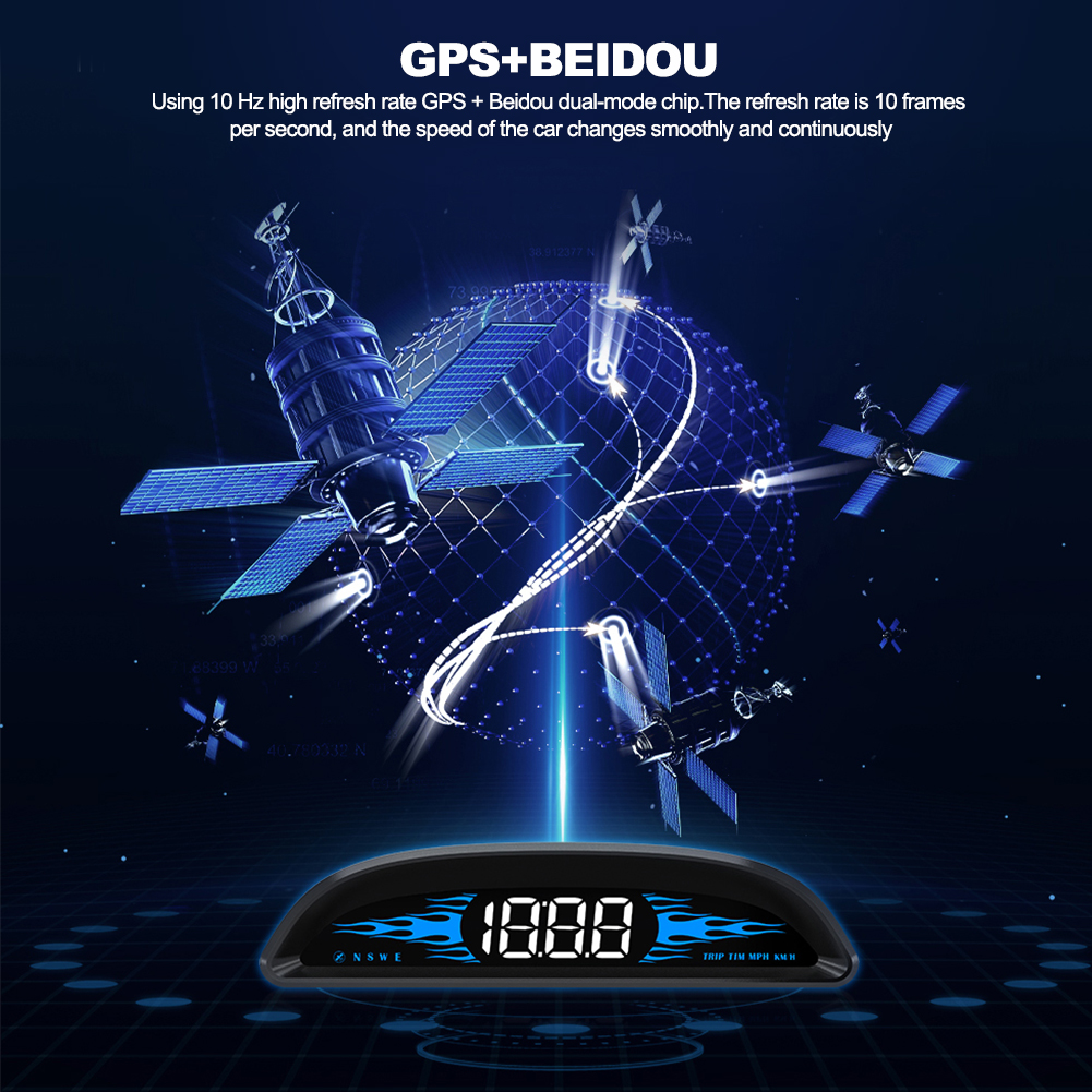 Auto Hud Automotive Head-Up Display Auto Outdoor Off-Road Gps Snelheid Gids Richting Head-Up Apparaat tijd Hd Display