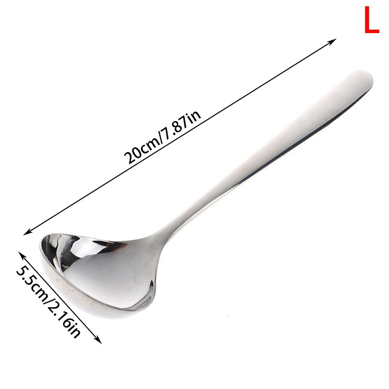 1 Pcs 17.5/20cm Soup Spoon Deepen Thickened Stainless Steel Serving Spoons Cooking Meal Food Spoon Dinnerware: L