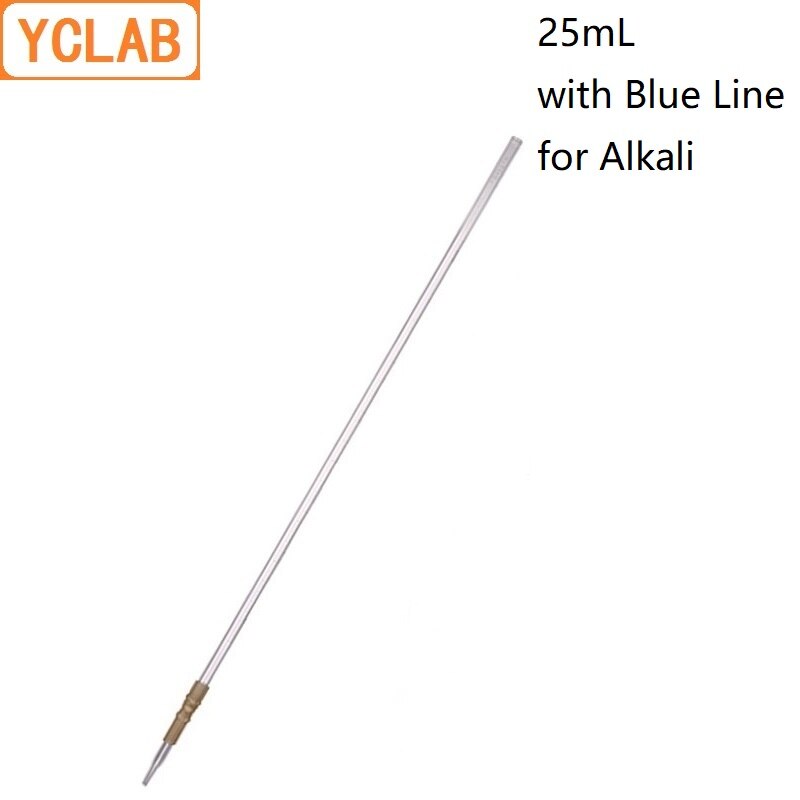 YCLAB 25 mL Buret met Blauwe Lijn op Melk Wit Back Rubber Slang Aansluiting Clear Glas Hoofd Tip voor Alkali klasse EEN Labware