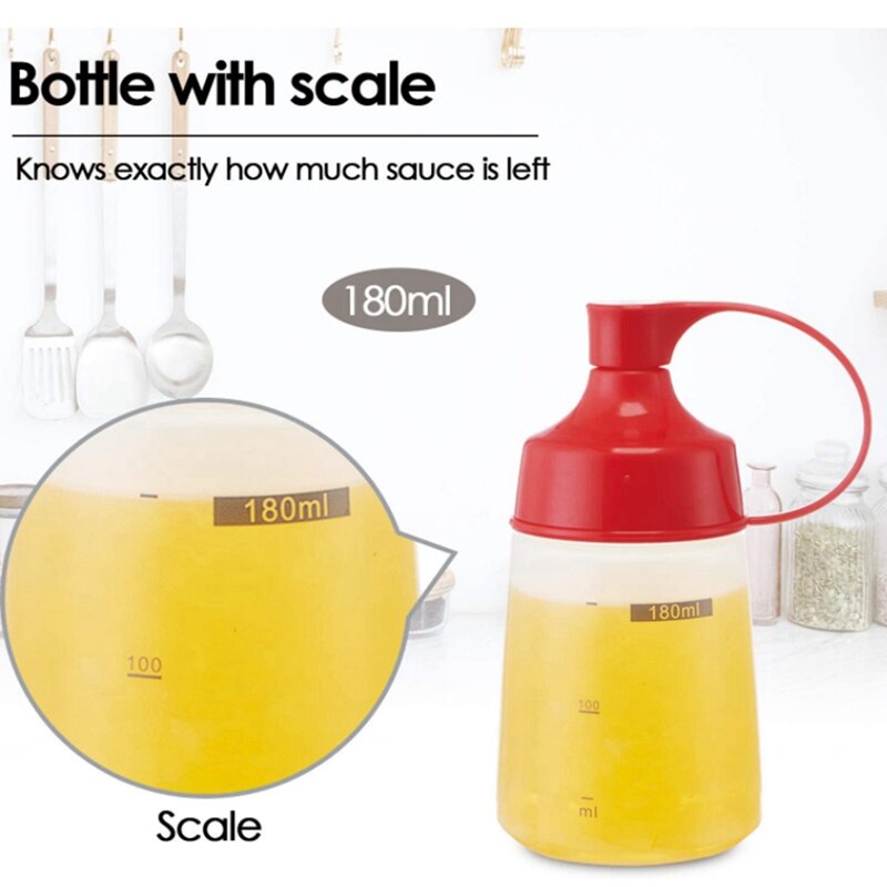 Bouteille de compression de Sauce de bouteille de compression d'assaisonnement, pour le distributeur de nourriture de récipient de vinaigrette de sirop (petite bouche, 6 onces)