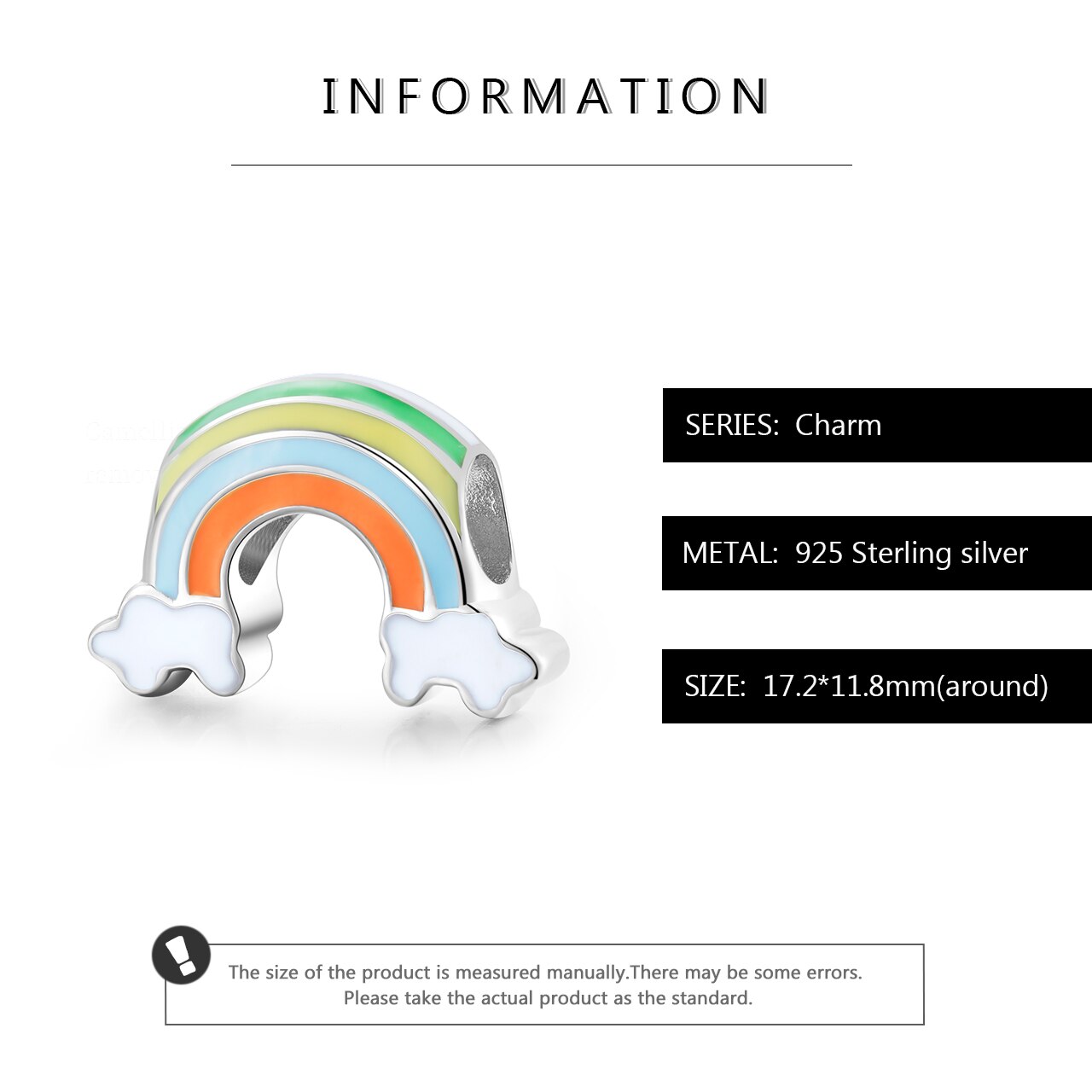 de cuentas de arcoíris coloridas de Plata de Ley 925 para joyería fina que se ajustan a la pulsera FINA Original JIUHAO Charm