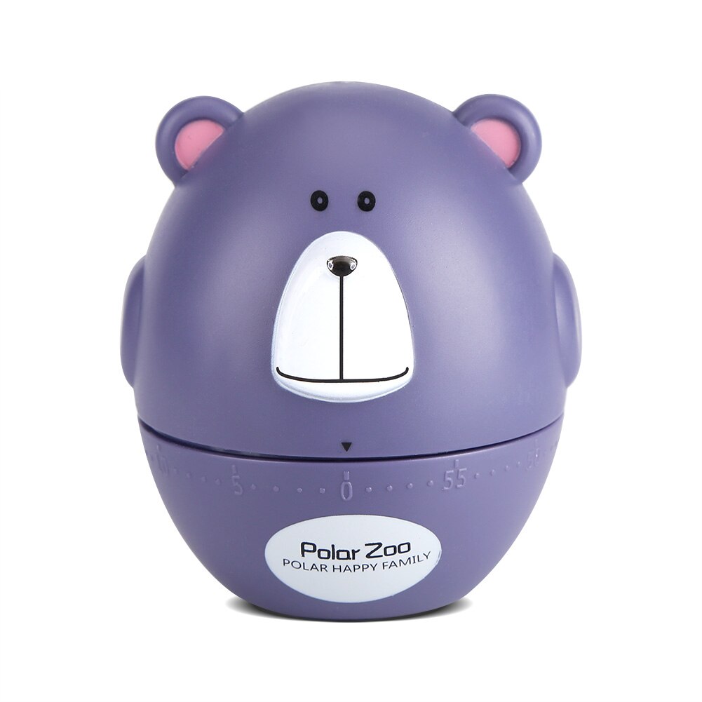 Kitchen Timer Cartoon Cows Bear Kitchen Reminders Timer Mechanical Countdown 55 Minutes Convenient Cooking Supplies Accessories: purple Bear