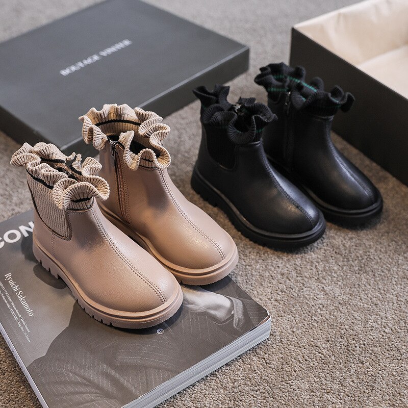 Maat 22-31 meisjes antislip casual schoenen kinderen slijtvaste sokken laarzen baby lichtgewicht zachte onderkant zijkant rits martin laarzen