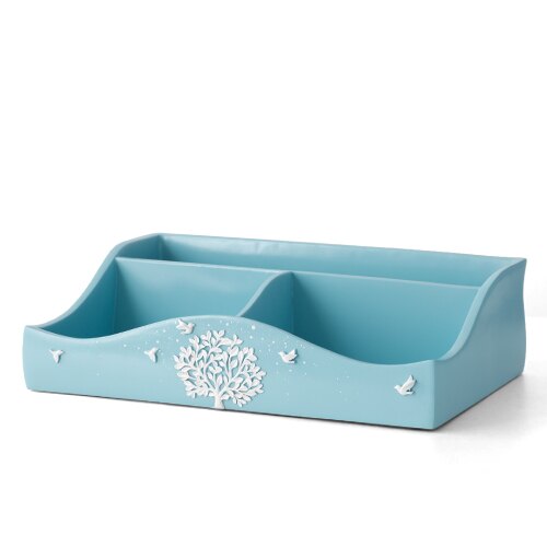 Domu biura na biurko wielu funkcjonalne przechowywanie pudełko monitor pilotem stoisko Organizer na biurko stół biurowy akcesoria organizacja domu robić przechowywania: 3 Cells niebieski