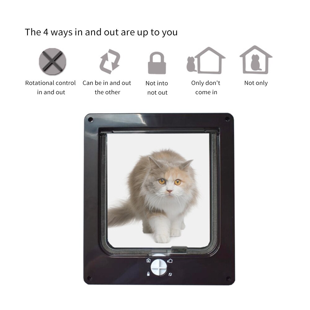 Porta Basculante cão Gato Com 4 Way Flap Porta Trava de Segurança Para O Cão Gatos Gatinho Plástico ABS Pequeno Pet Portão portas de Batente de porta Kit Gato Cães