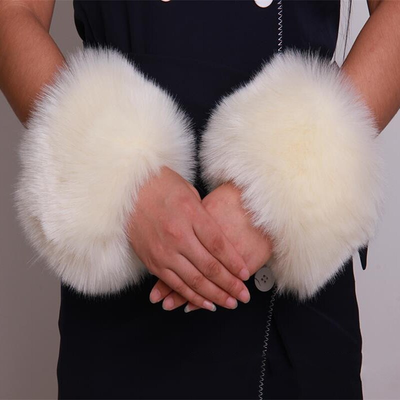 Manchettes élastiques en fausse fourrure pour femme, accessoires de vêtements chauds d&#39;hiver en peluche: 04