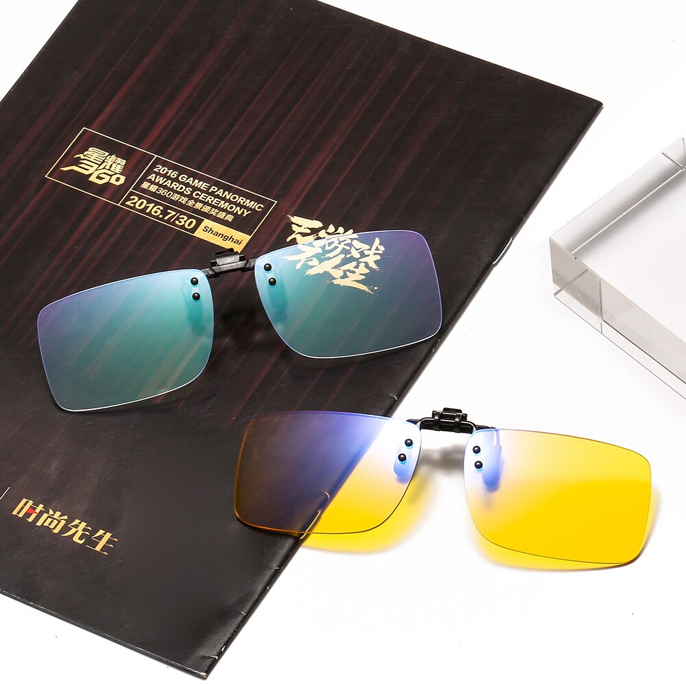 Zerosun Computer Glasses Lens Clip Yellow Clear Tint Lens Gaming Eyewear Block Blue Light Eye Protect No Degree