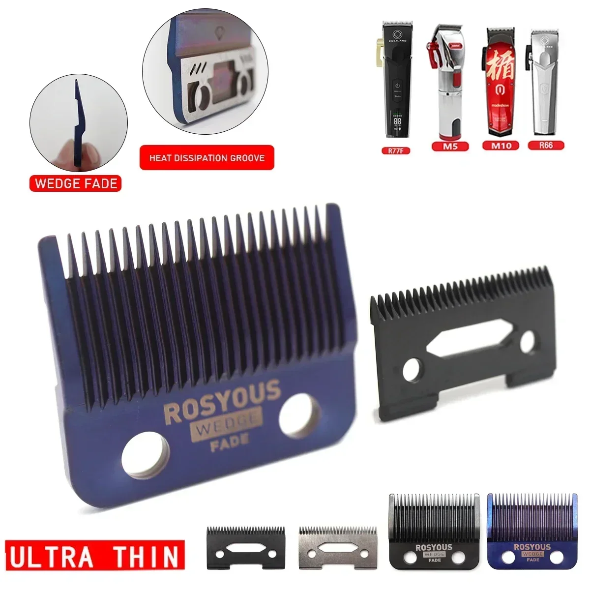 DLC FADE Blade Replacement for 2020C KULILANG VGR V003 Madeshow M10 Hair Clipper Titanium Plated Ceramics Blade