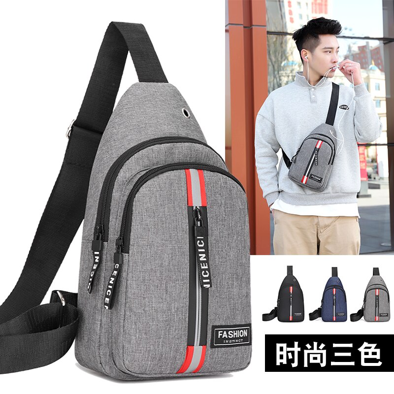 Litthing Men's Small Chest Sling Bag Travel Hiking Cross Body Messenger Shoulder Bag Solid Men Canvas Bag