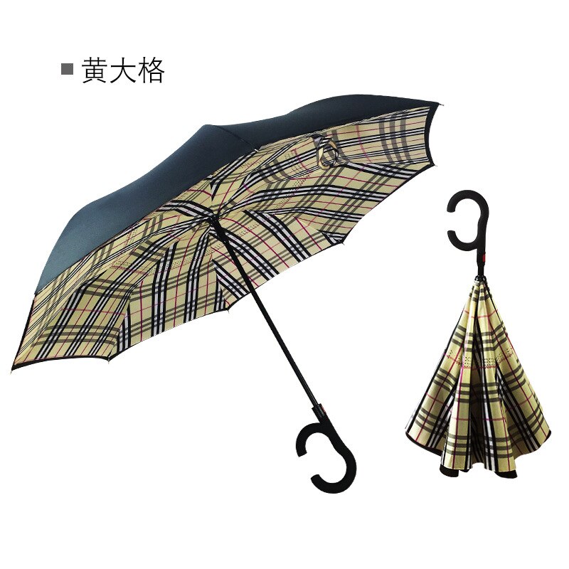 C Handvat Reverse Opvouwbare Paraplu Man Vrouwen Zon Regen Auto Semi-Automatische Paraplu Dubbele Laag Anti Uv Self Stand Parapluie: 13
