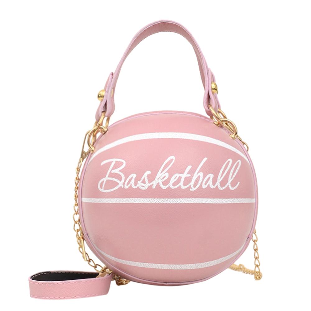 Personality Basketball Purses For Teenagers Women Shoulder Bags Chain Hand Bags Female Leather Pink Bag Small Totes: Basketball pink