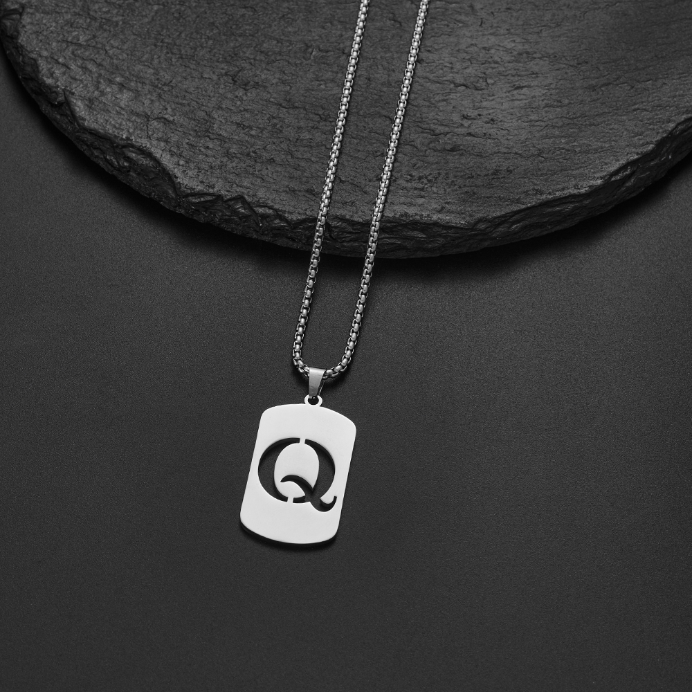 Collar con colgante de letras del nombre inicial para Hombre y mujer, joyería de acero inoxidable con A-Z del alfabeto, delicado, 2024: Bronce antiguo plateado