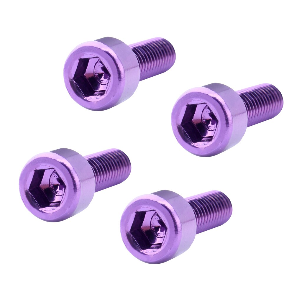 4 Stuks Fiets Titanium Legering Bidonhouder Schroef Met Ringen Fiets Bidonhouder Hex Bouten: Purple