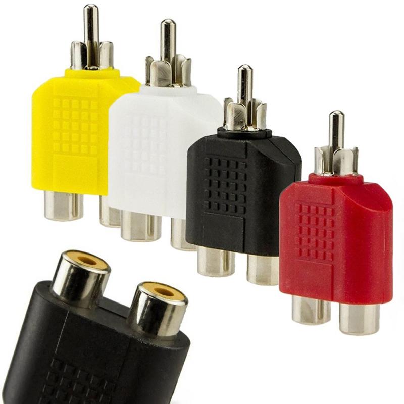 RCA Y Splitter Audio Video Plug Converter 1-Male to 2-Female Splitter Adapter Kit Color AV Jack RCA Plug To Double Video Plug