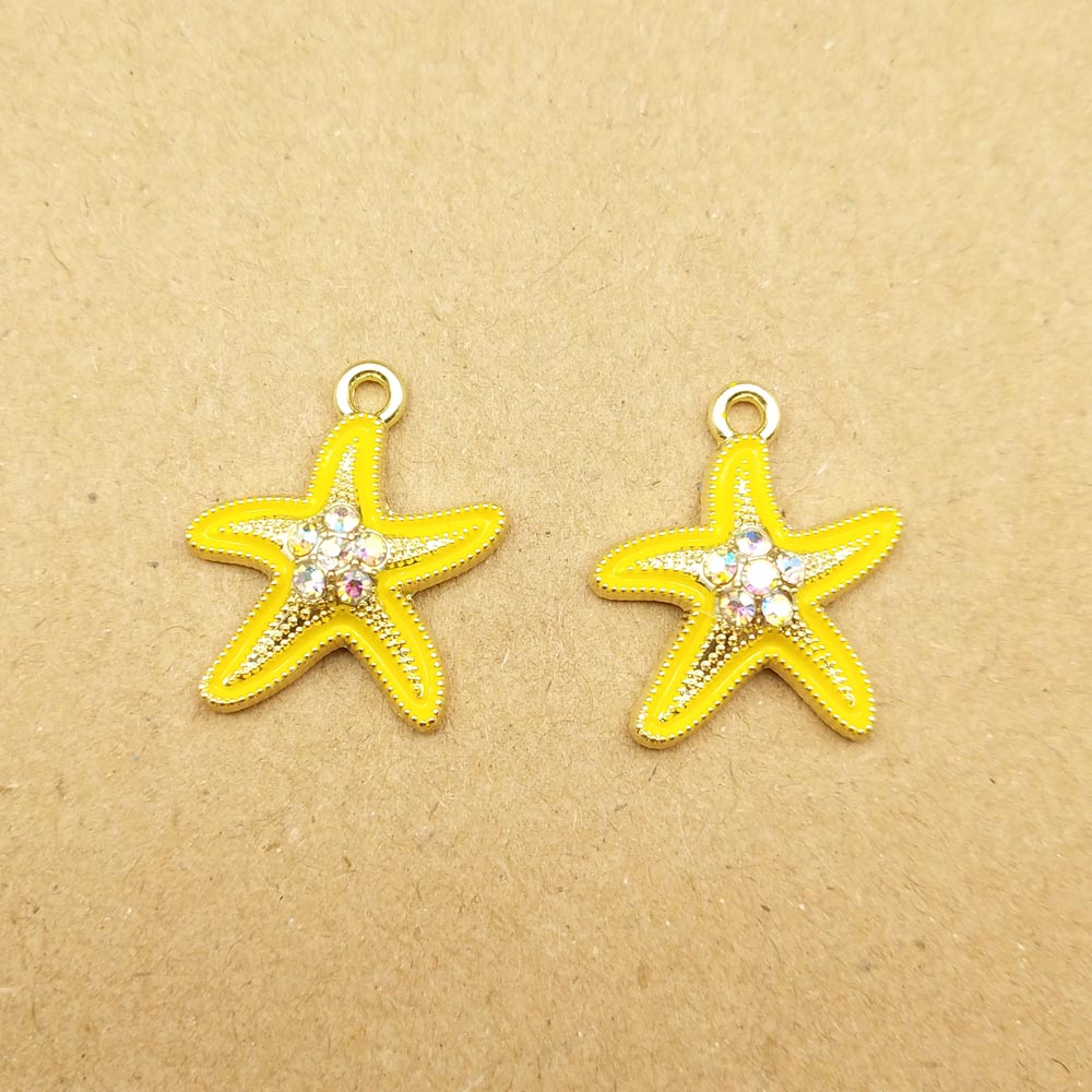 10 個ヒトデとシェルエナメルジュエリーメイキングファッションイヤリングペンダントネックレスブレスレットチャーム: starfish -yellow