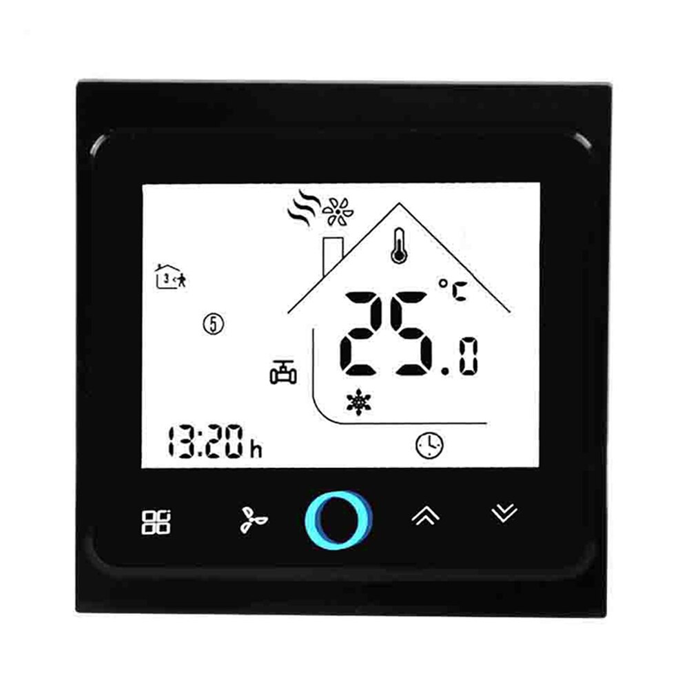 95-240VAC Tuya Wifi Zigbee Thermostaat 2P Fan Coil Thermostaat Regelklep Voor Verwarming Of Koeling: 002ALZB-BLACK
