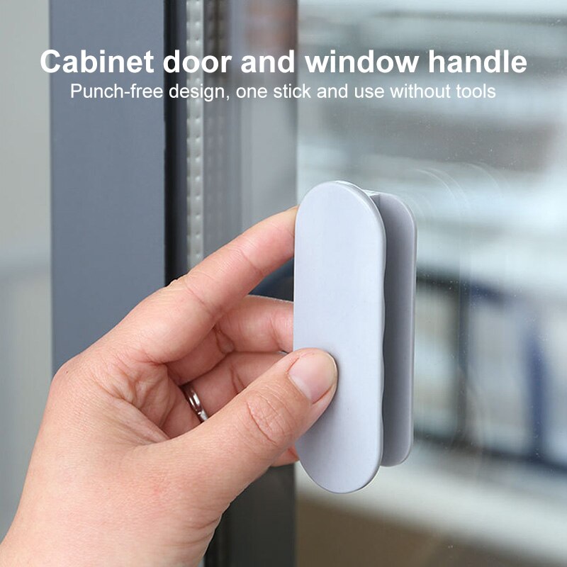 2pcs Door Handles Furniture Knobs Self-adhesive Multi-purpose Wardrobe Pulls Toilet Window Handle Cabinet Door Finger Plates