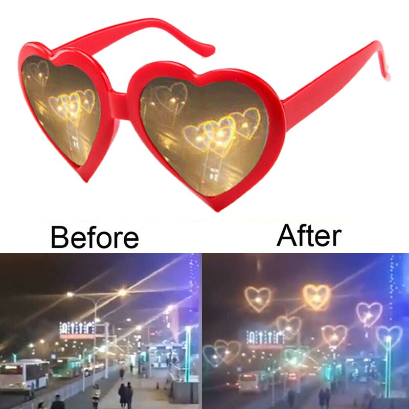 Heart Refraction Diffraction Glasses Rave Glasses Heart Lenses Special Effect Rave EDM Festival Light Changing Eyewear PartyGif