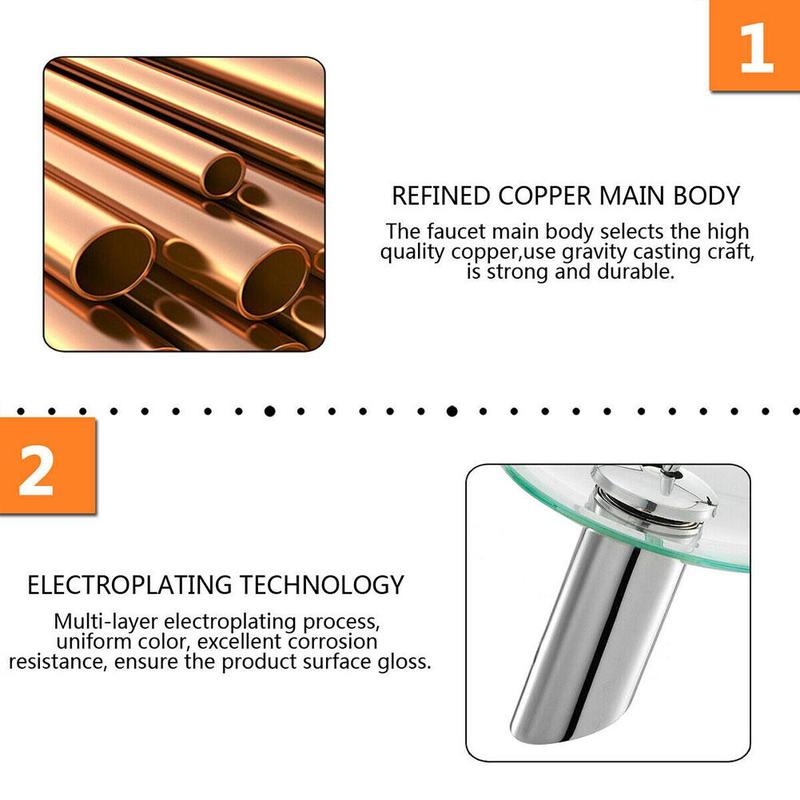 Pojedyncza dźwignia ciepłej i zimnej mieszać dotknij biurko zamontowany szklany wodospad łazienka zlewozmywak kran okrągły wodospad chrom bateria umywalkowa