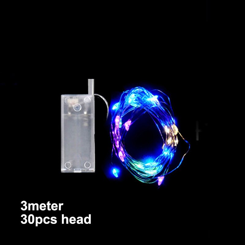 Tira de luces LED para decoración de bodas, fiestas de cumpleaños y vacaciones, 1 unidad, 3 metros, 30 unidades: colorful