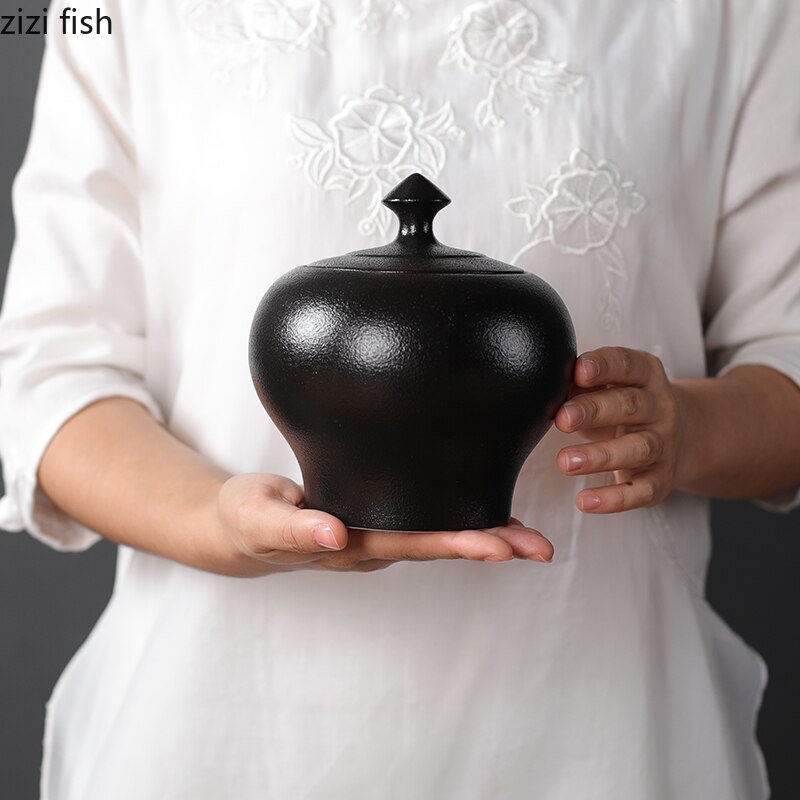 Modern Stoneware Tea Bag Storage Jar Ceramic Large-capacity Sealed Jar Candy Dried Fruit Storage Tank Tea Container Kitchen Tool