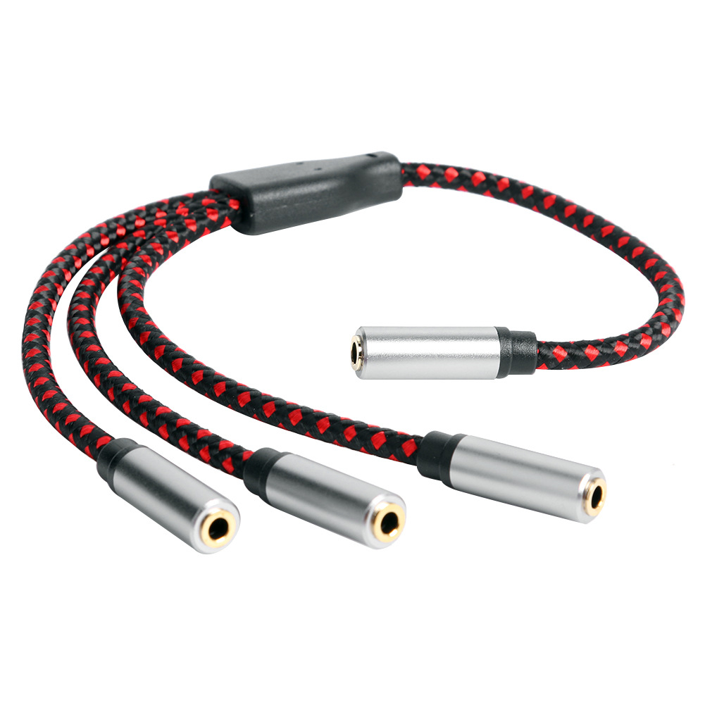 Cable divisor de auriculares 3,5mm 1/8 adaptador auxiliar de 3 vías conector para auriculares Cable de extensión de Audio estéreo Triple para PC teléfono altavoz MP3: Oro