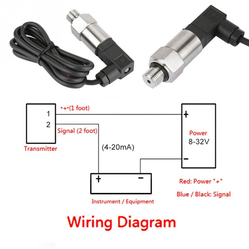 G1/4 Silicium Druk Zender Transducer voor Water Gas Olie 4-20mA Output 0-1.6MPA Druk Bereik Tool Professionele