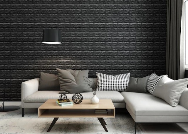 DECORATIVE ADHESIVE FLEXIBLE BLACK BRICK WALL CLADDING PANEL 381730385