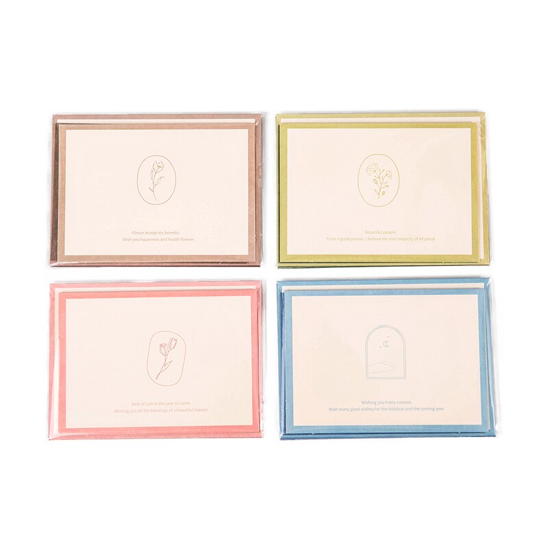 Greeting Card Envelope Set Warm Wishes Series Fresh Art Birthday Blessing Card Stationery School Office Supplies