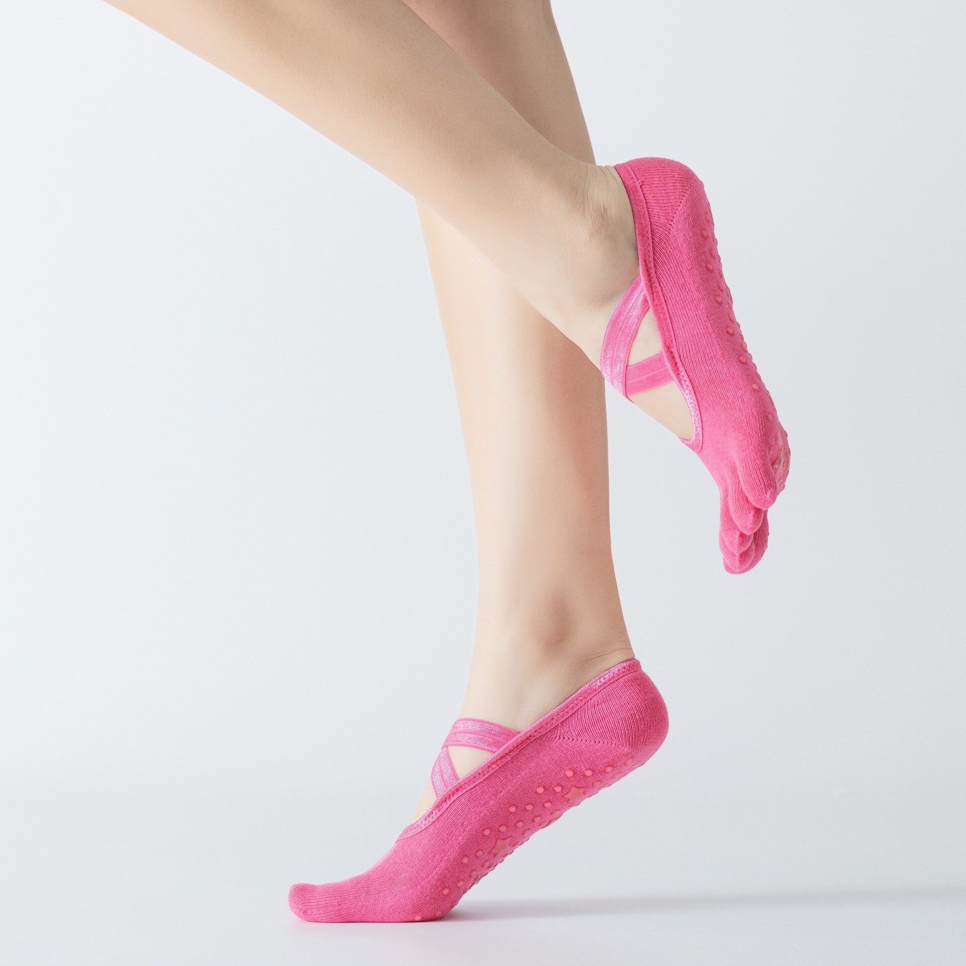 Lace Up Vijf Tenen Yoga Sokken Antislip Star Lijm Dot Grensoverschrijdende Pilates Sokken Vrouwen Katoen Ademende Sokken