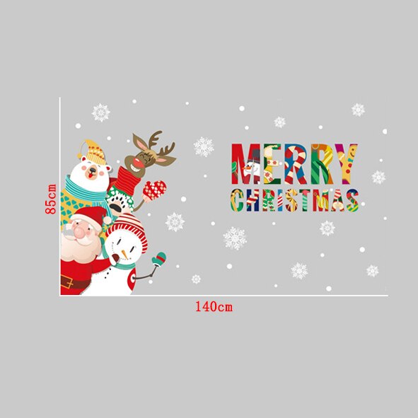 Merry Christmas Cartoon Wall Sticker Christmas Snowman Window Sticker Window Decals Christmas Wall Decal