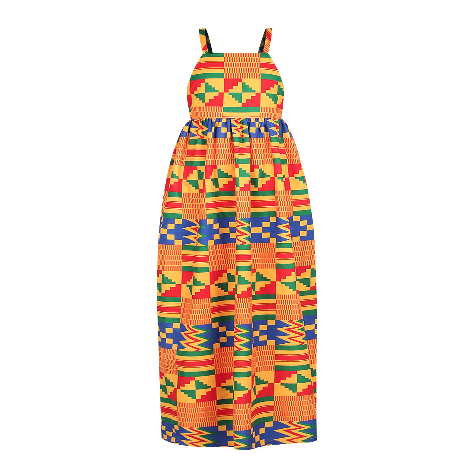 African Maxi Dress For Girl Traditional African Clothing Dashiki Ankara Kids Kawaii Children Summer Long Sundress: Champagne / 95cm-100cm M