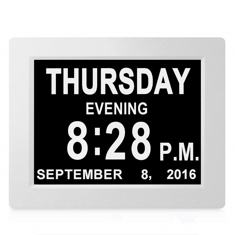 8'' TFT Large LED Screen Digital Electronic Alarm Clock Machine Wall Calendar Time Day Week Year Display 8 Languages Clock DC 5V