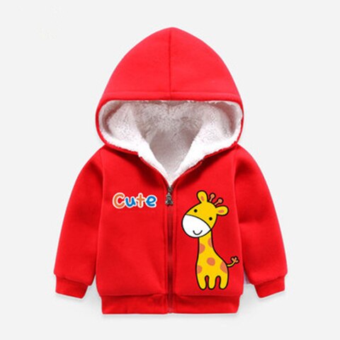 kids boys girls warm jacket hooded jacket plus velvet children's cotton coat autumn winter outwear infantil baby boy Clothing: Red / 4T