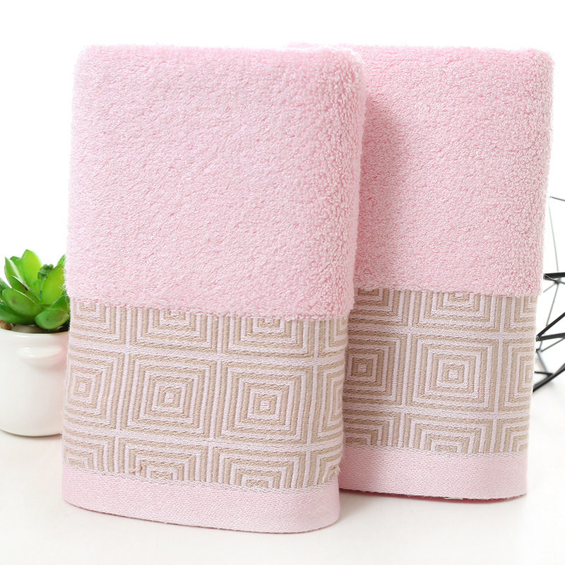 Zhuo mo blødt bambusfibre ansigt håndklæde til voksne tykt badeværelse superabsorberende håndklæde 34 x 74cm håndklæde: Lyserød