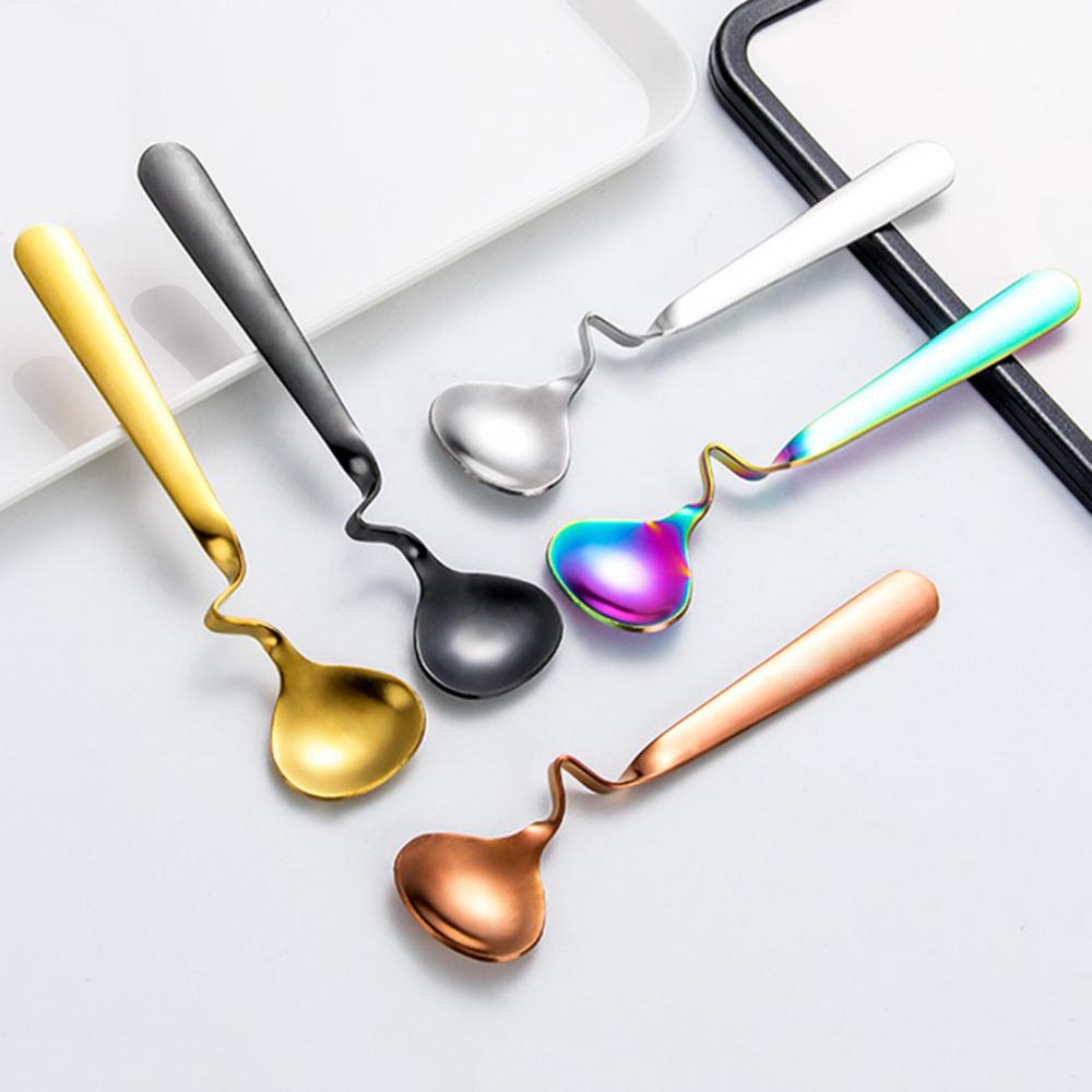 Spoon Stainless Steel Coffee Stirring Spoon Round Shape Tea Milk Dessert Hanging Scoop Specialty Spoons Tableware