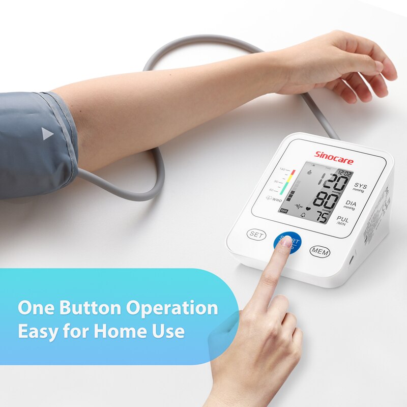 Sinocare-monitor de presión arterial, tensiómetro para la parte superior del brazo, máquina de presión arterial Digital automática, monitor de frecuencia cardíaca y pulso