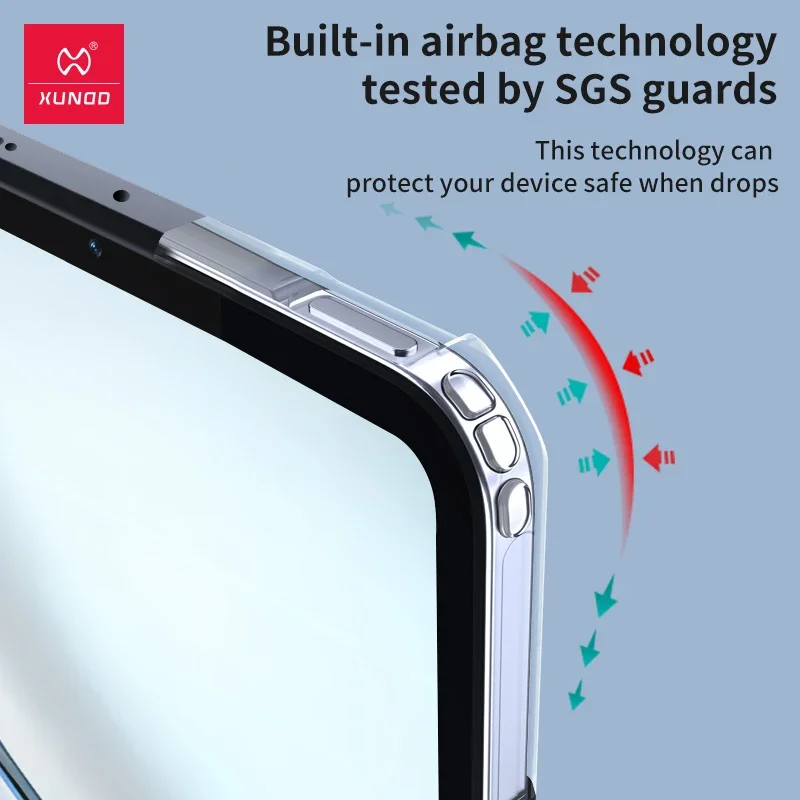 Voor iPad Mini 6 A17 Pro 2024 Tablet Case XUNDD Luxe Airbags Schokbestendig Beschermende Ultra Dunne Transparante Back Shell