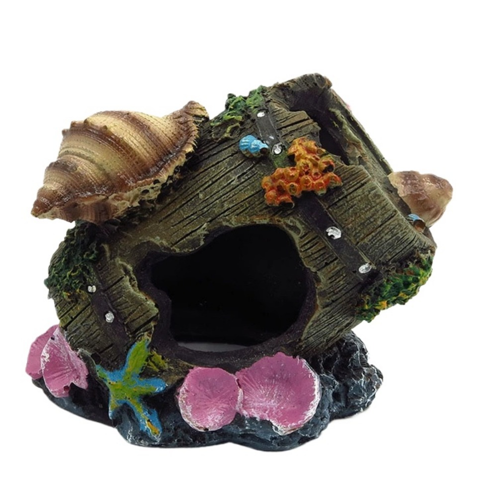 Acuario para pecera, cubo Artificial con agujero, adornos de resina, accesorios de paisajismo para pecera, decoración de acuario, Backgr: Granate