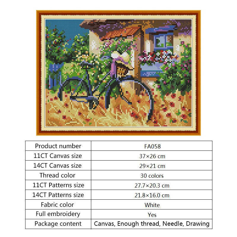 Cykel naturskön målning korsstygn tyg aida 14ct 11ct räknat tryckt på duk broderi kit dmc diy handgjorda handarbete