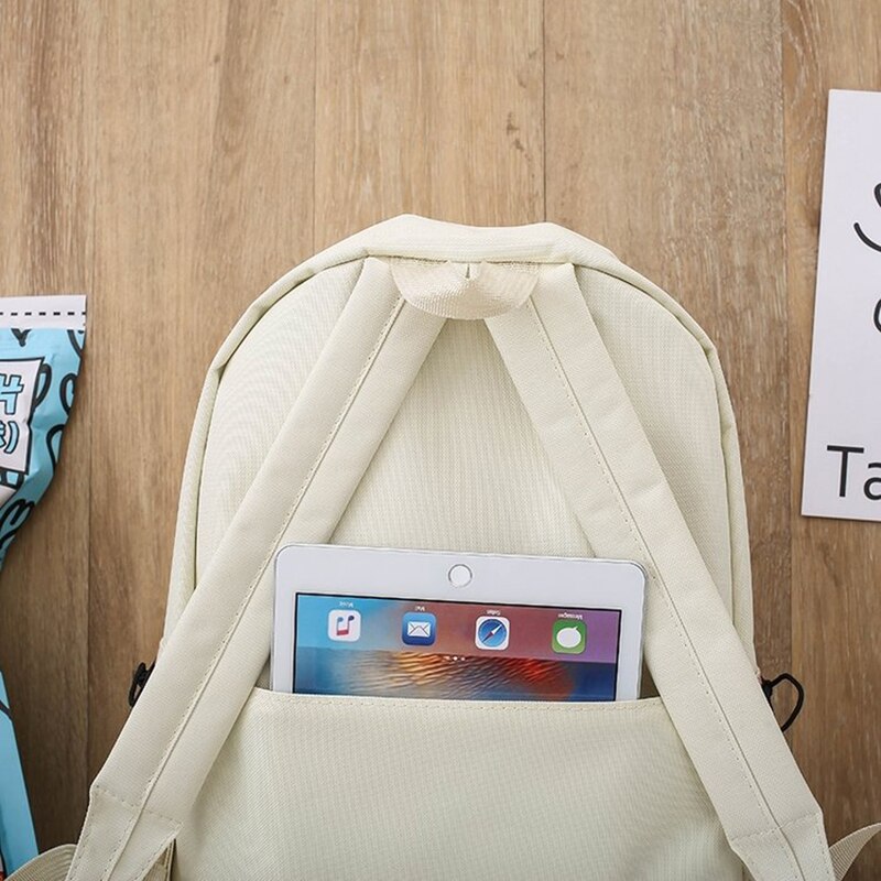 4 pièces ensemble de sacs d'école corée sac à dos pour adolescent filles toile femmes sac à dos pour ordinateur portable étudiant livre sac Mochila Escolar cartable