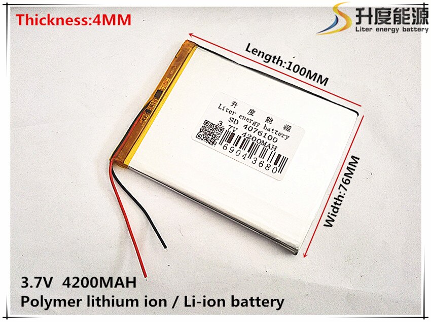 3.7 V 4200 mah tablet battery brand tablet gm lithium polymer battery 4076100