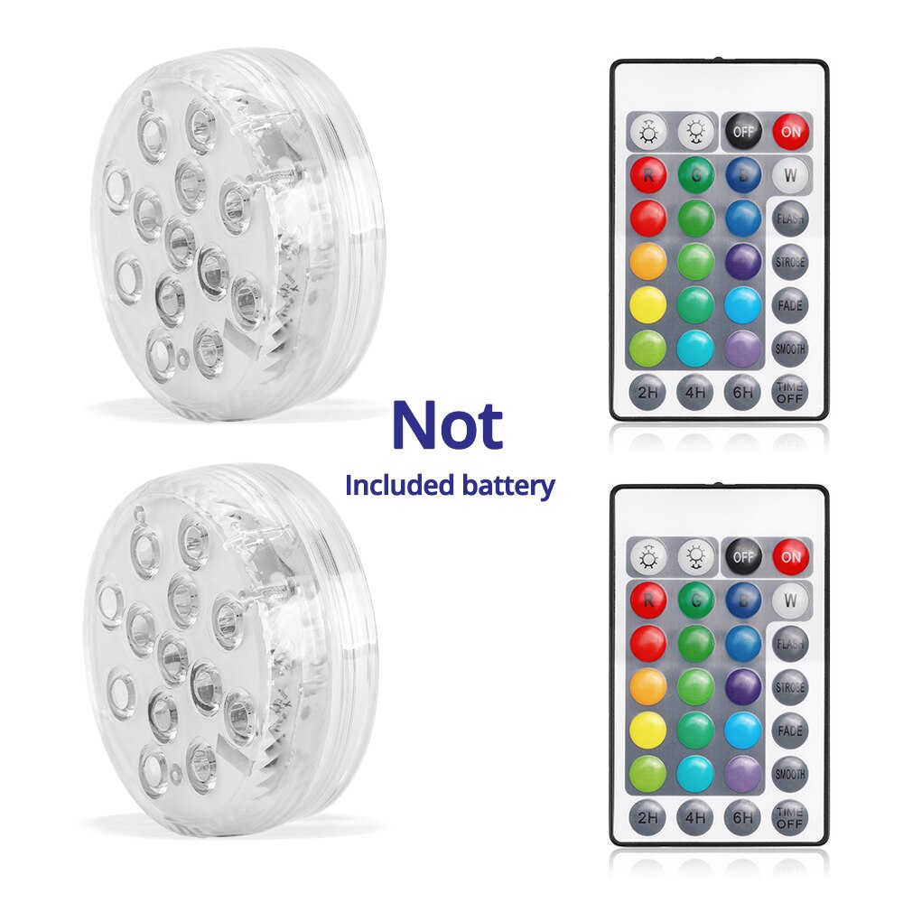 Submersible LED Lights IP68 Underwater Waterproof Battery Operated Remote Control Light For Vase Bowl Garden Party Decoration: 2 PACK