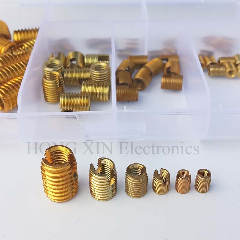 Zinc Alloy Threaded Insert Nuts Assortment 60Pcs Self Tapping Thread Slotted Inserts Combination Set Repair Thread Tool
