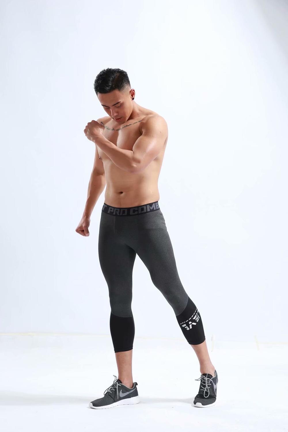 Mannen Running Tights Sport Leggings Sportkleding Compressie Oefening Base Laye Broek Jogger Fitness Gym Basketbal Shorts 3/4