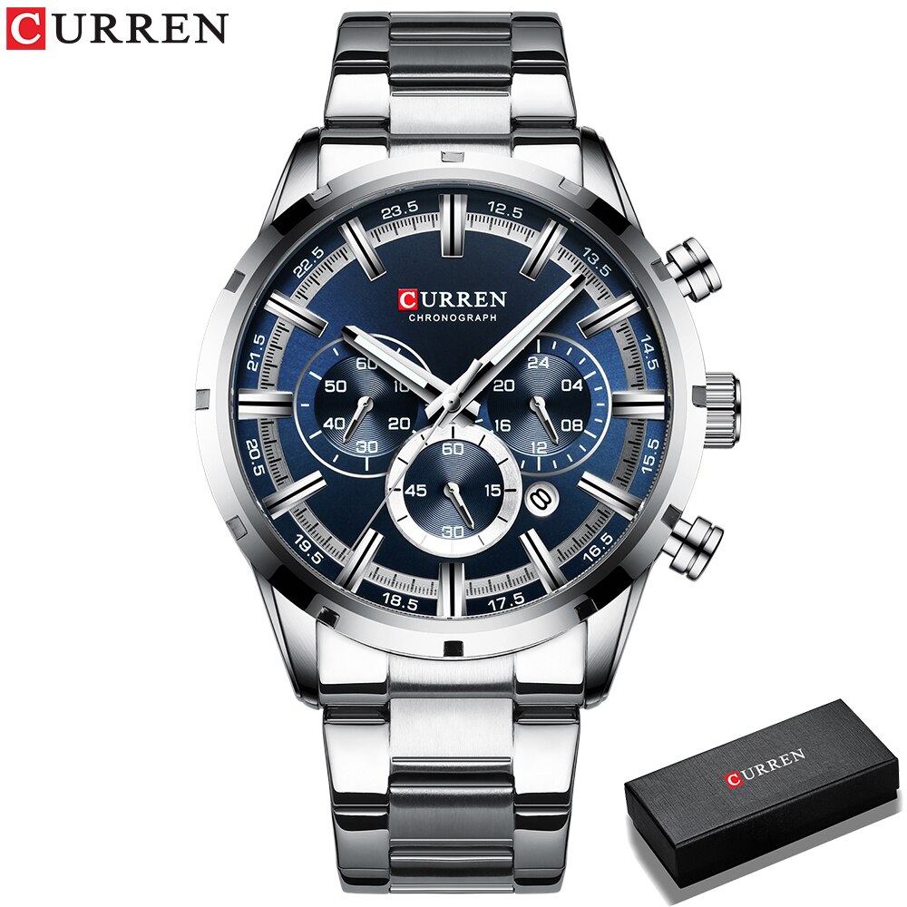 Curren Mannen Horloge Blauwe Wijzerplaat Roestvrij Stalen Band Datum Mens Business Mannelijke Horloges Waterdicht Luxe Heren Horloges Voor mannen: Rose