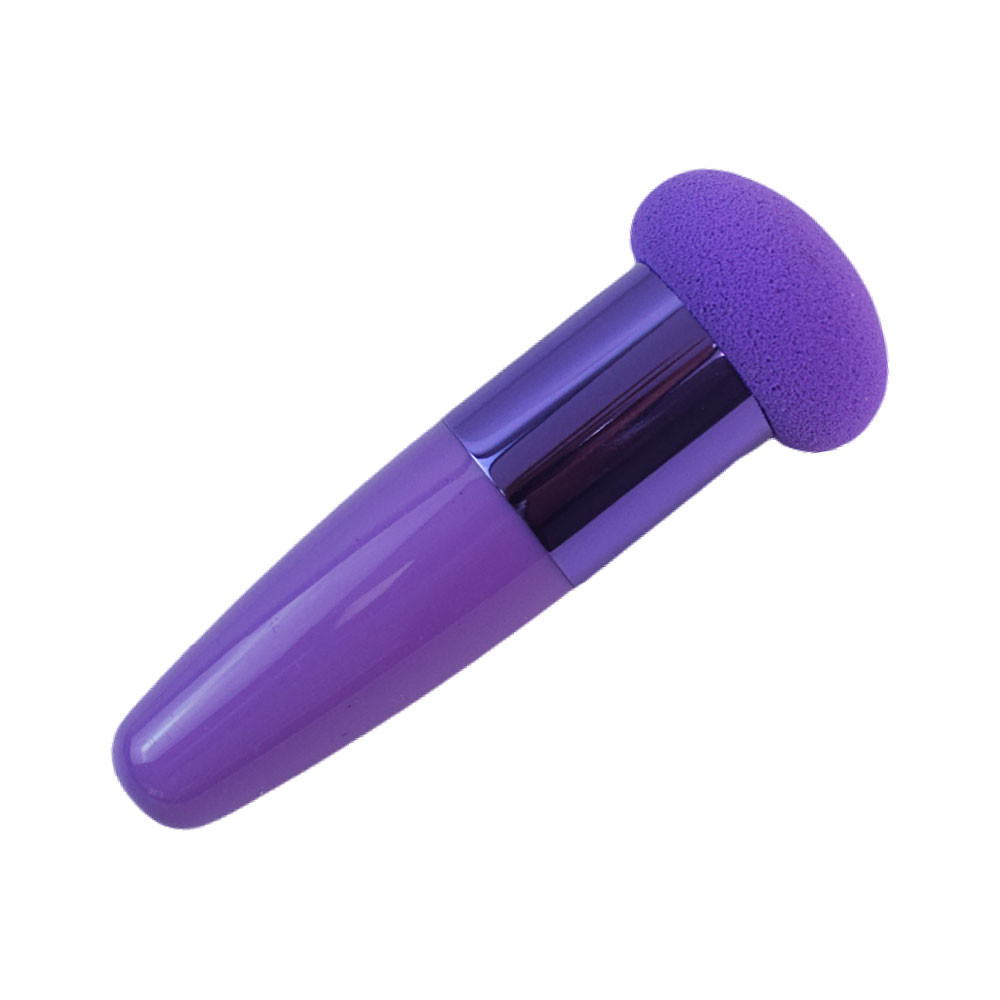 Brochas de maquillaje con cabeza de seta, esponja cosmética para esponjas en polvo con mango, herramientas de belleza de maquillaje a la para mujer: Morado