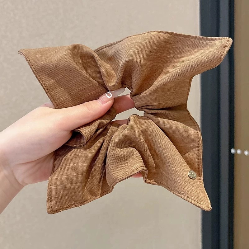 Elegante grande lenço quadrado círculo de cabelo para mulheres meninas elástico cetim hairbands laços de cabelo moda bandana acessórios para o cabelo: Cinza escuro