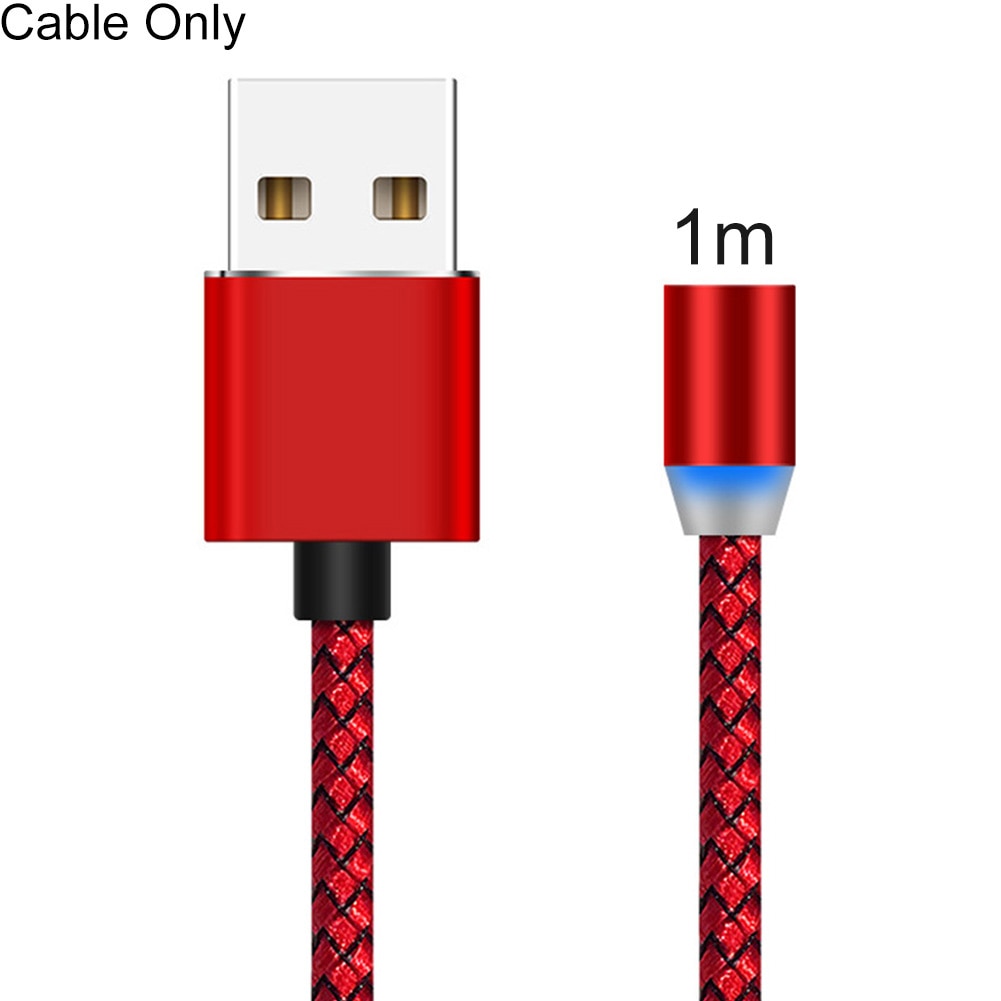 Cable de datos de carga rápida magnético 1/2m 3.1A Micro USB tipo C para Cable de teléfono móvil Android iPhone Cable USB: 1m Red Cable Only