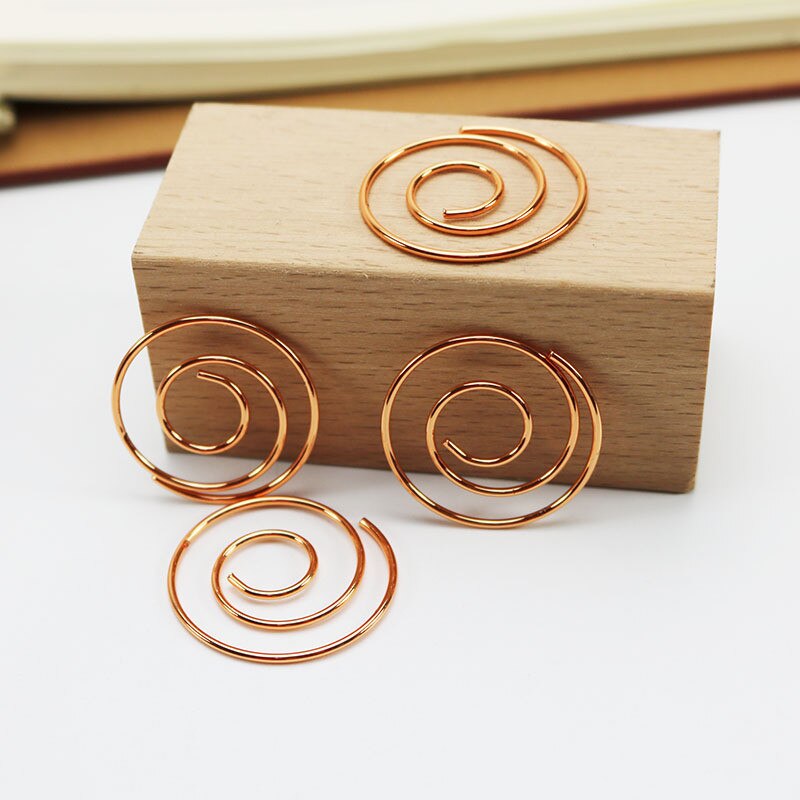 50 stks Spiraal Rose Gouden Papier Clip Herbruikbare Acryl Clips Dispenser Materiaal Escolar Bookmark de Kantoorbenodigdheden Dia 25mm Clip